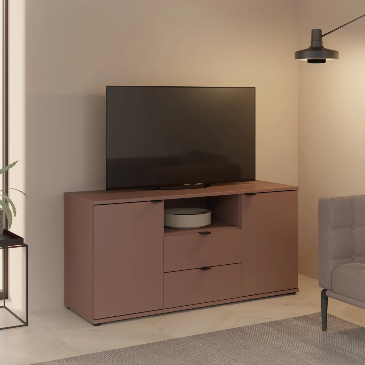 Ganymede TV Unit with Open Shelf, 2 Drawers & 2 Doors - Sage Green – image 26