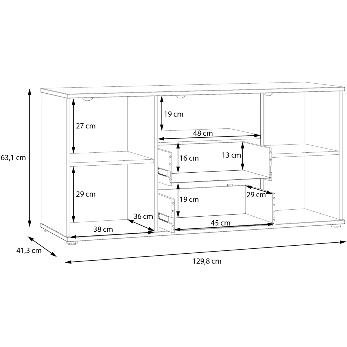 Ganymede TV Unit with Open Shelf, 2 Drawers & 2 Doors - Sage Green – image 34