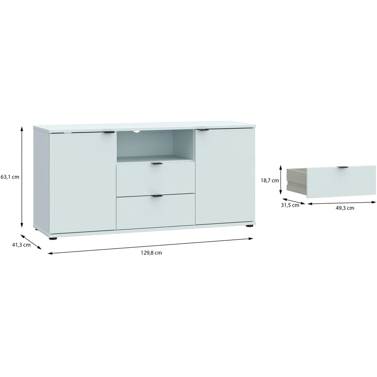 Ganymede TV Unit with Open Shelf, 2 Drawers & 2 Doors - Sage Green – image 10