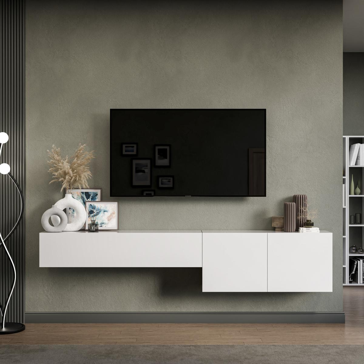 Kumo Wall Mounted Entertainment Center - High gloss White