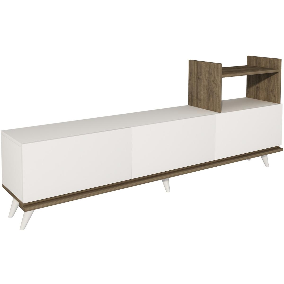 Ezel TV Stand and Entertainment Center - White & Walnut – image 12