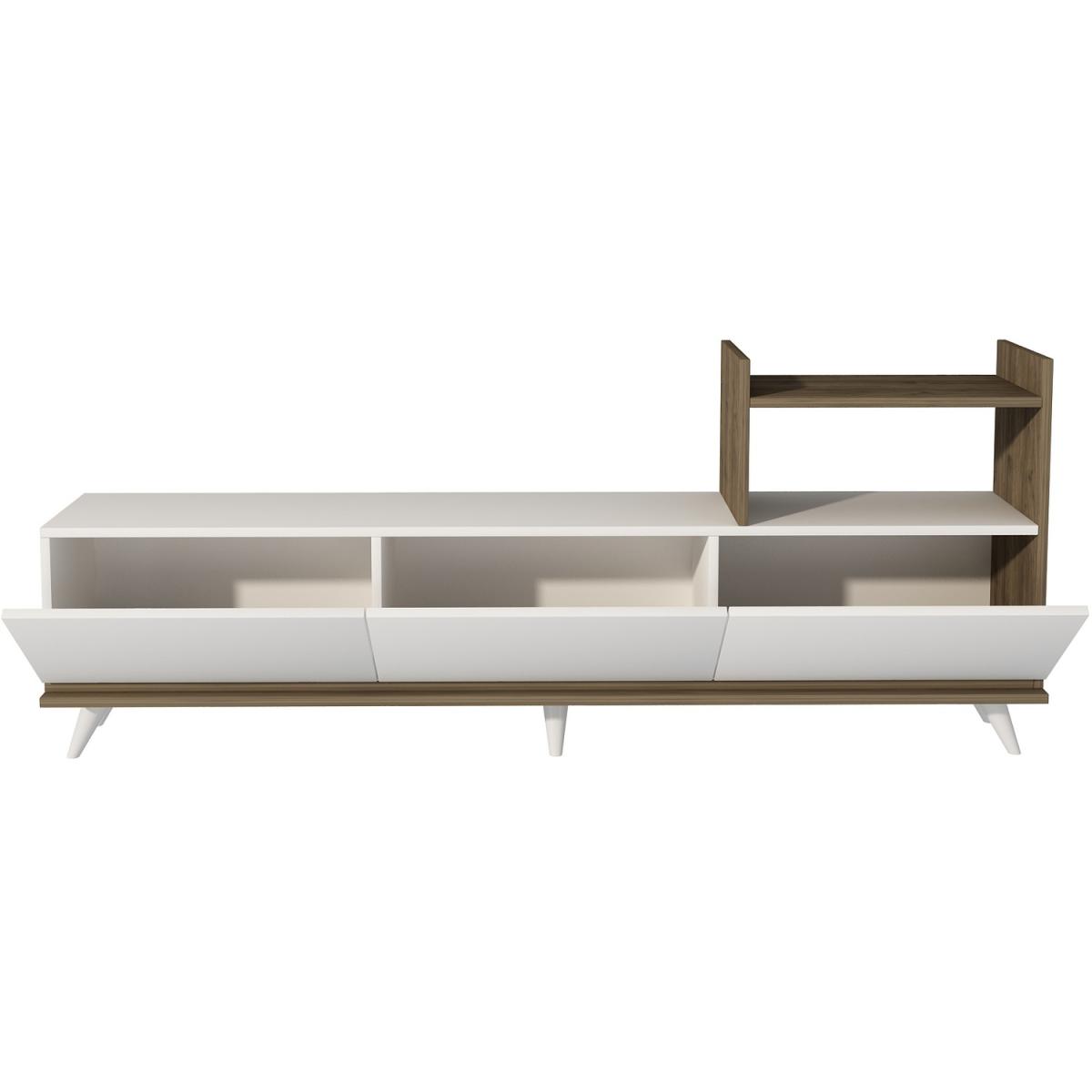 Ezel TV Stand and Entertainment Center - White & Walnut – image 5