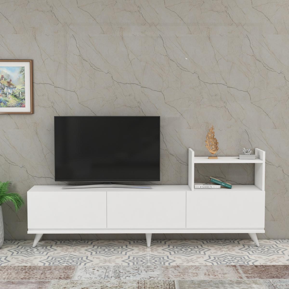 Ezel TV Stand and Entertainment Center - White & Walnut – image 9