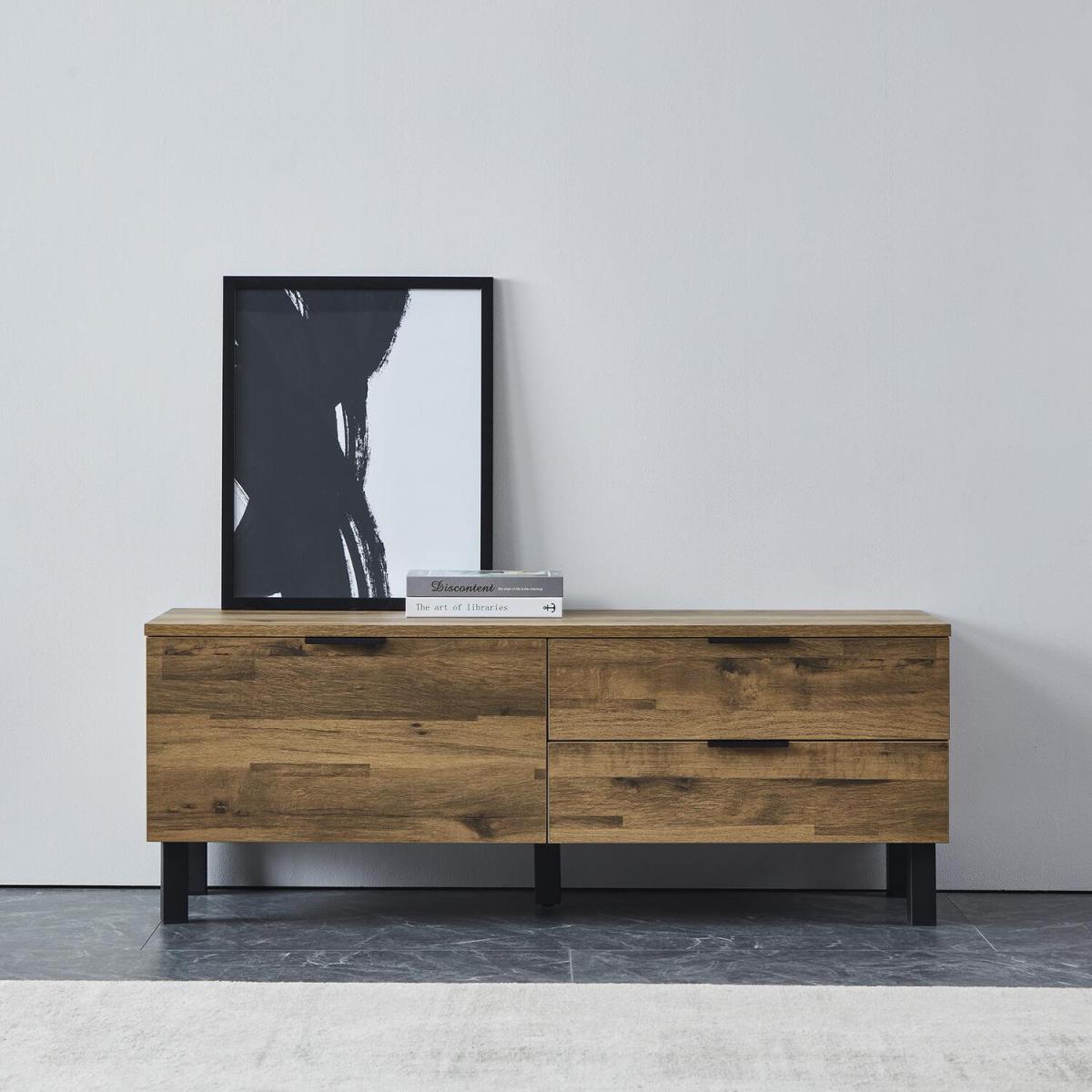 Newton 1 Door 2 Drawer TV Stand Storage Unit - Oak - Oak – image 2