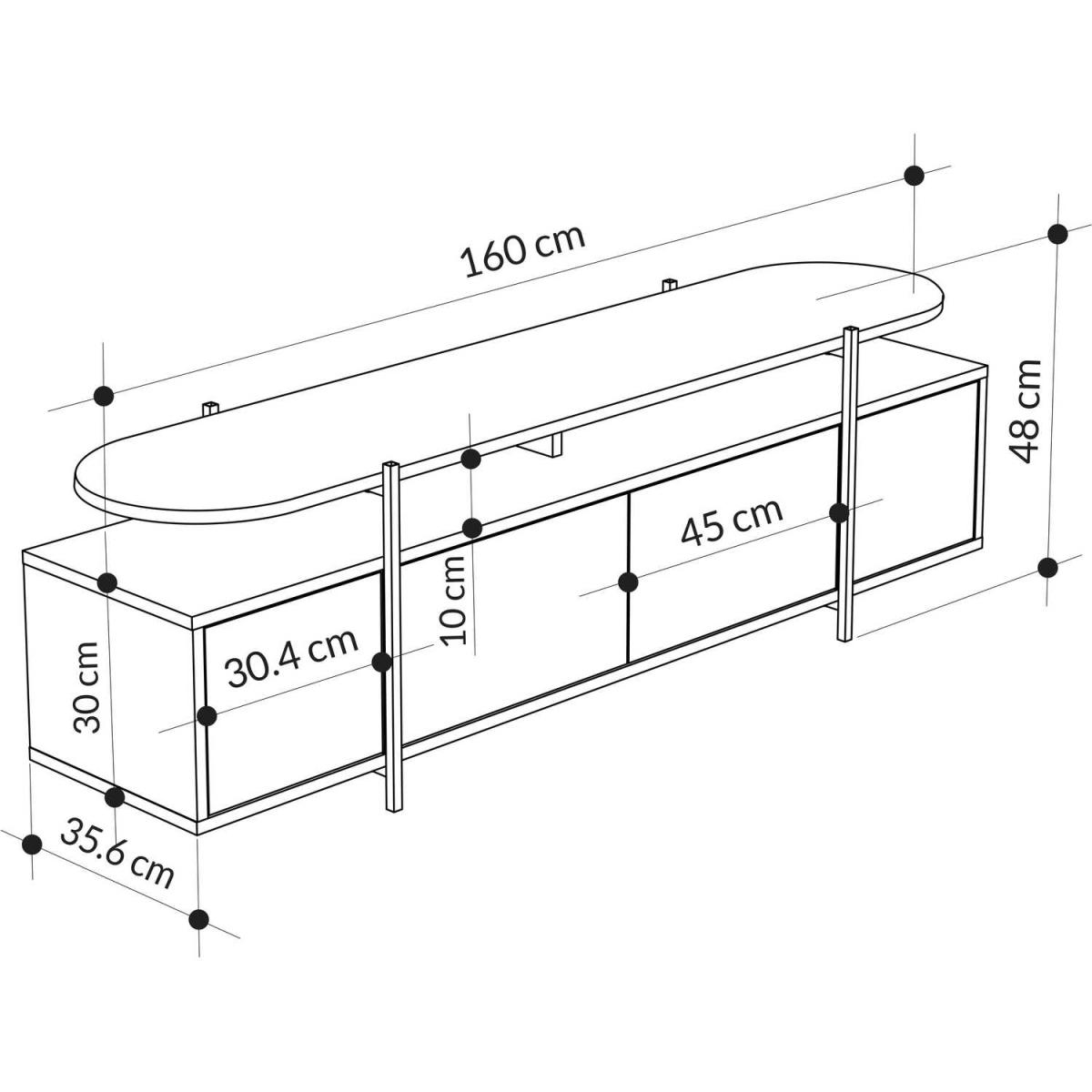 Hanley Modern TV Stand Multimedia Centre TV Unit - Gold Marble Effect – image 2