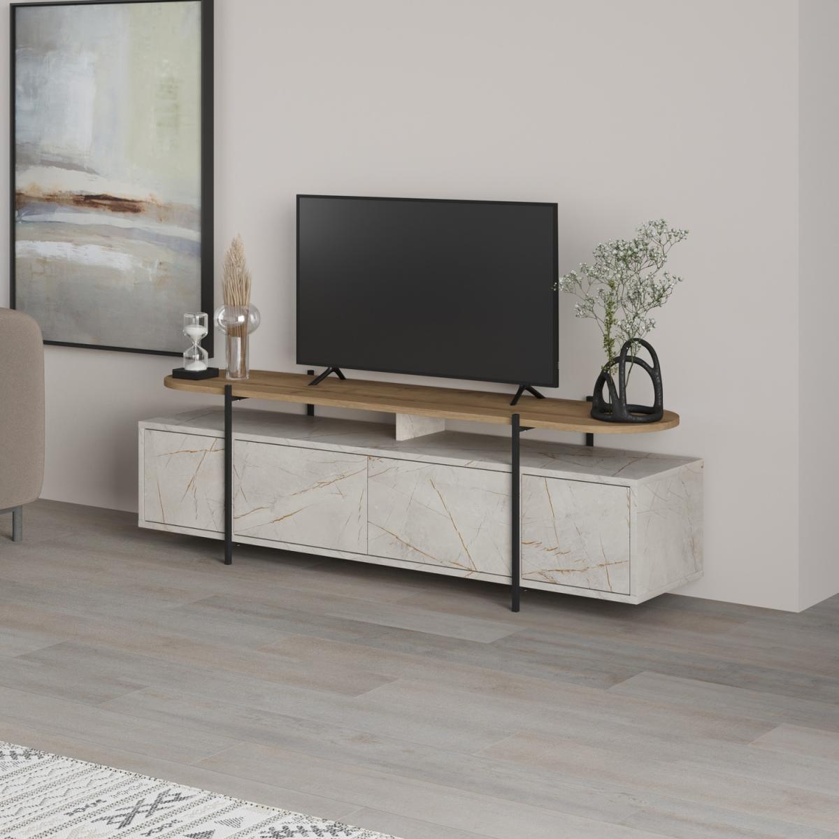 Hanley Modern TV Stand Multimedia Centre TV Unit - Gold Marble Effect – image 5