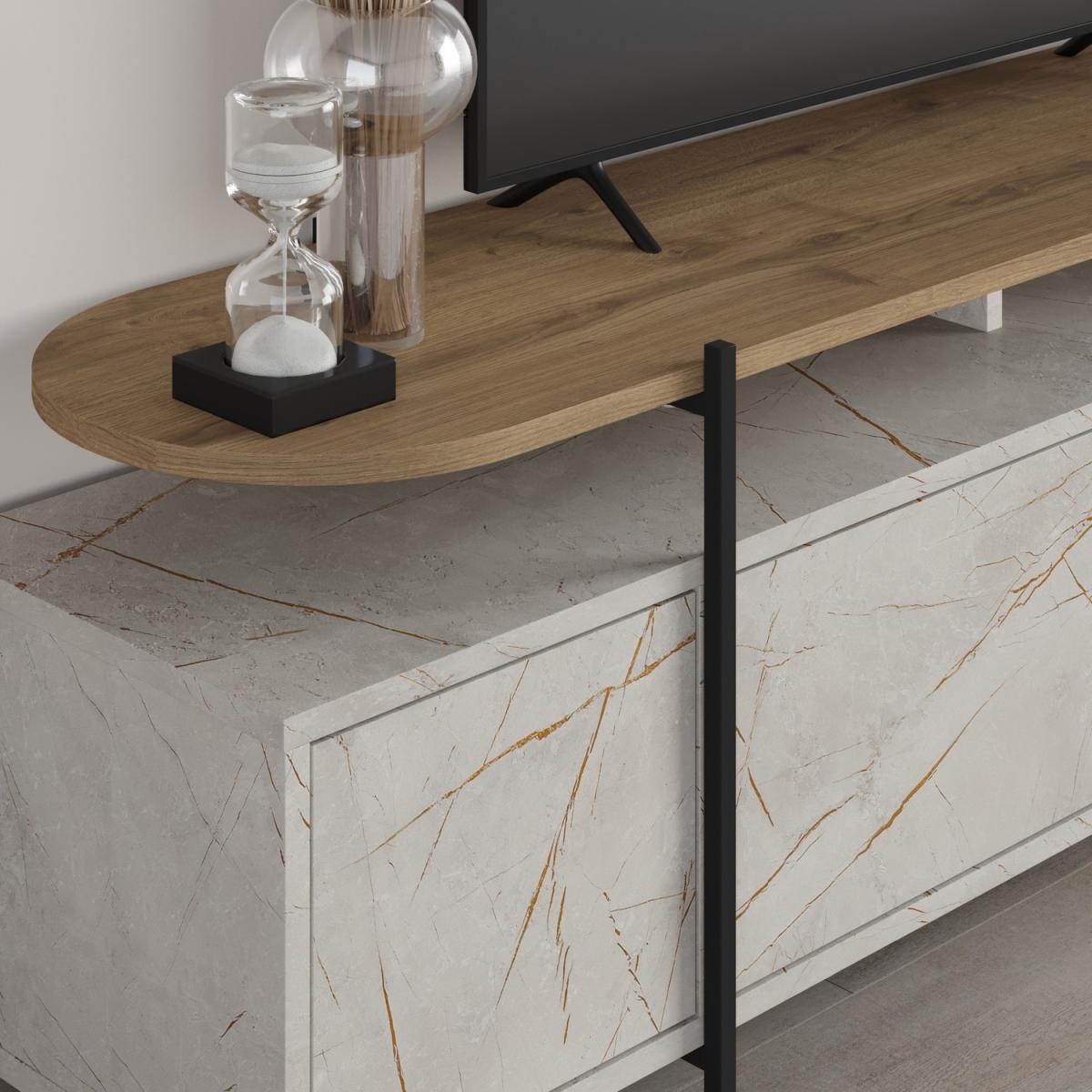 Hanley Modern TV Stand Multimedia Centre TV Unit - Gold Marble Effect – image 6