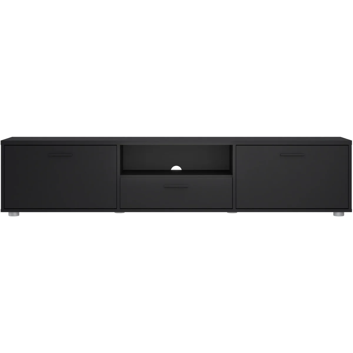 Media TV Unit with 2 Doors 1 Drawer 177cm Black - Black – image 3