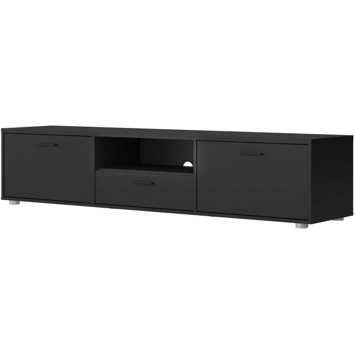 Media TV Unit with 2 Doors 1 Drawer 177cm Black - Black – image 4