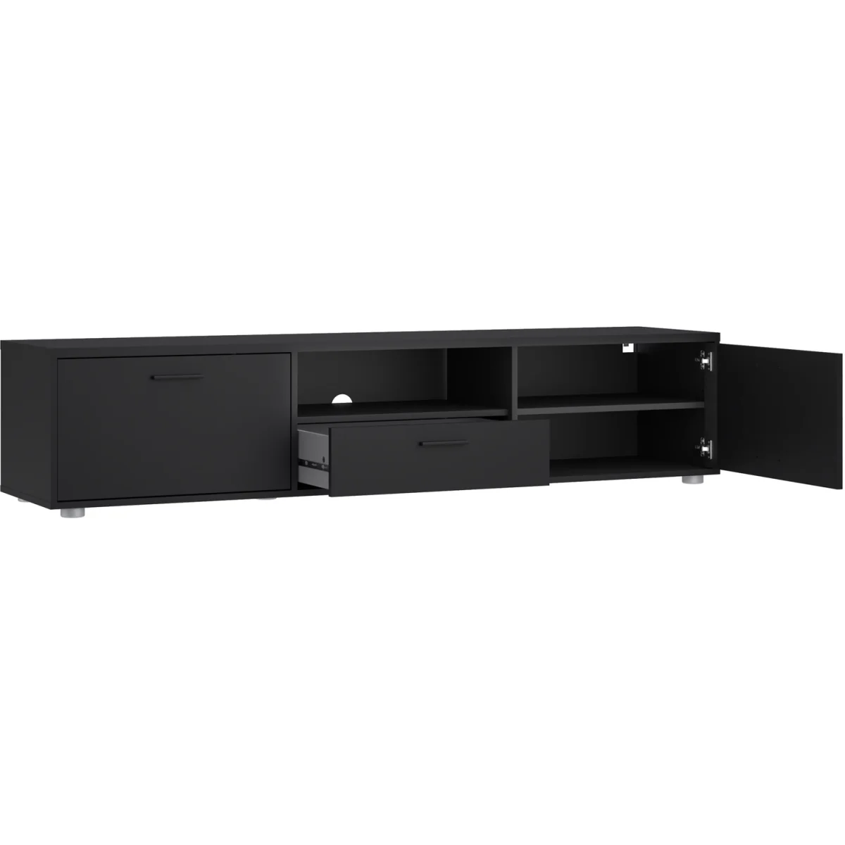 Media TV Unit with 2 Doors 1 Drawer 177cm Black - Black – image 6