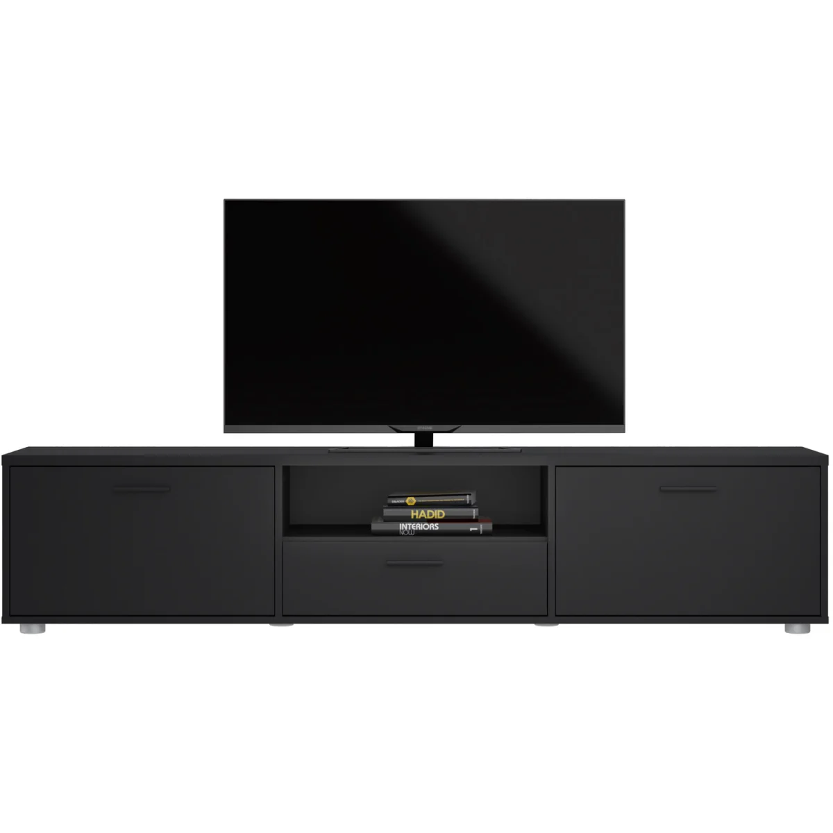 Media TV Unit with 2 Doors 1 Drawer 177cm Black - Black – image 8