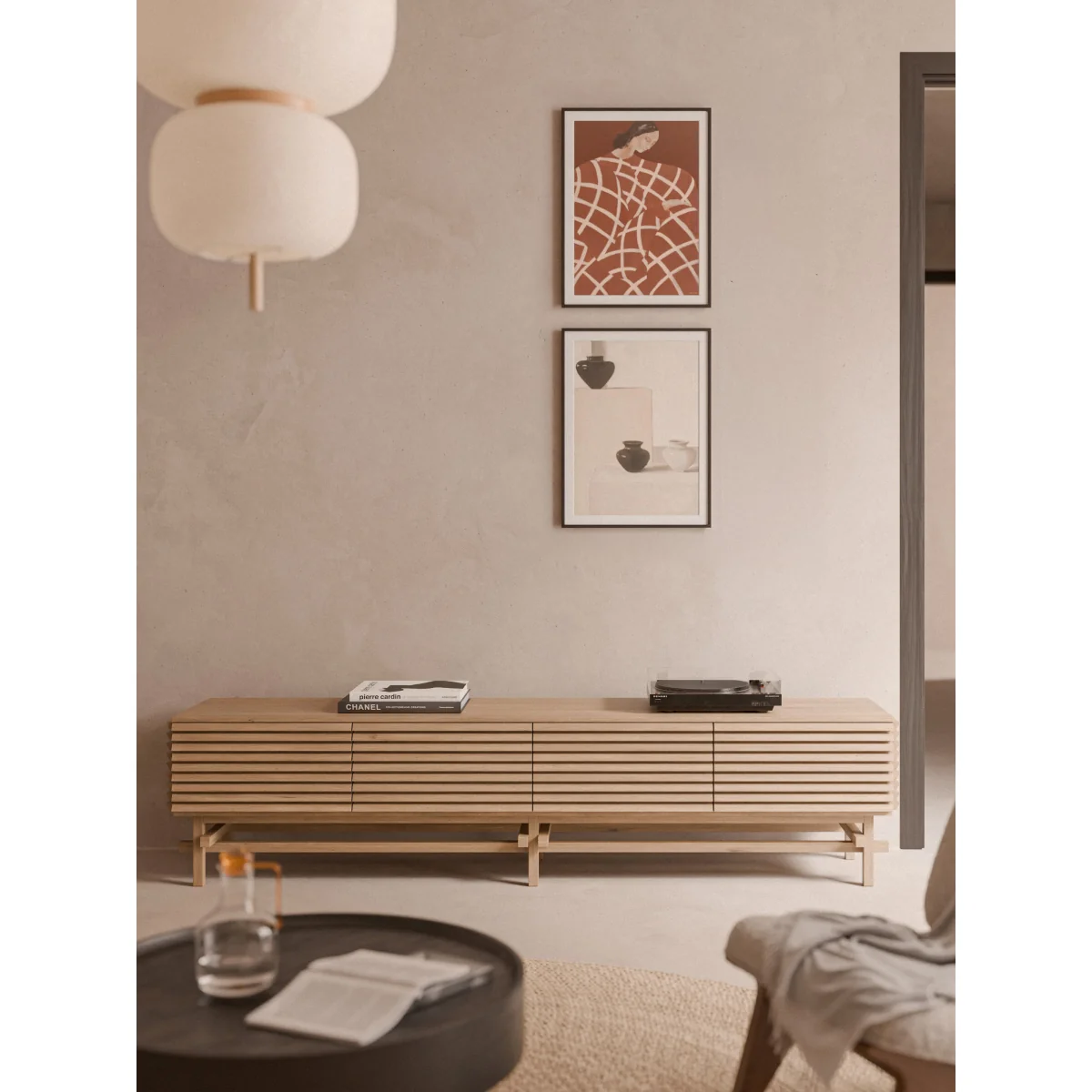 Large Oak Wood Lowboard Pierce – image 8