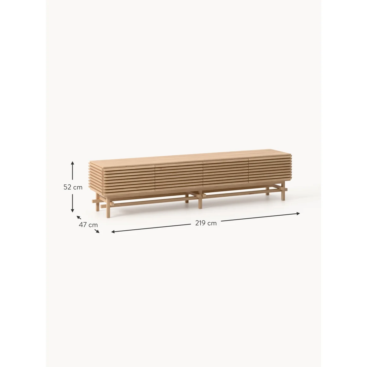 Large Oak Wood Lowboard Pierce – image 9