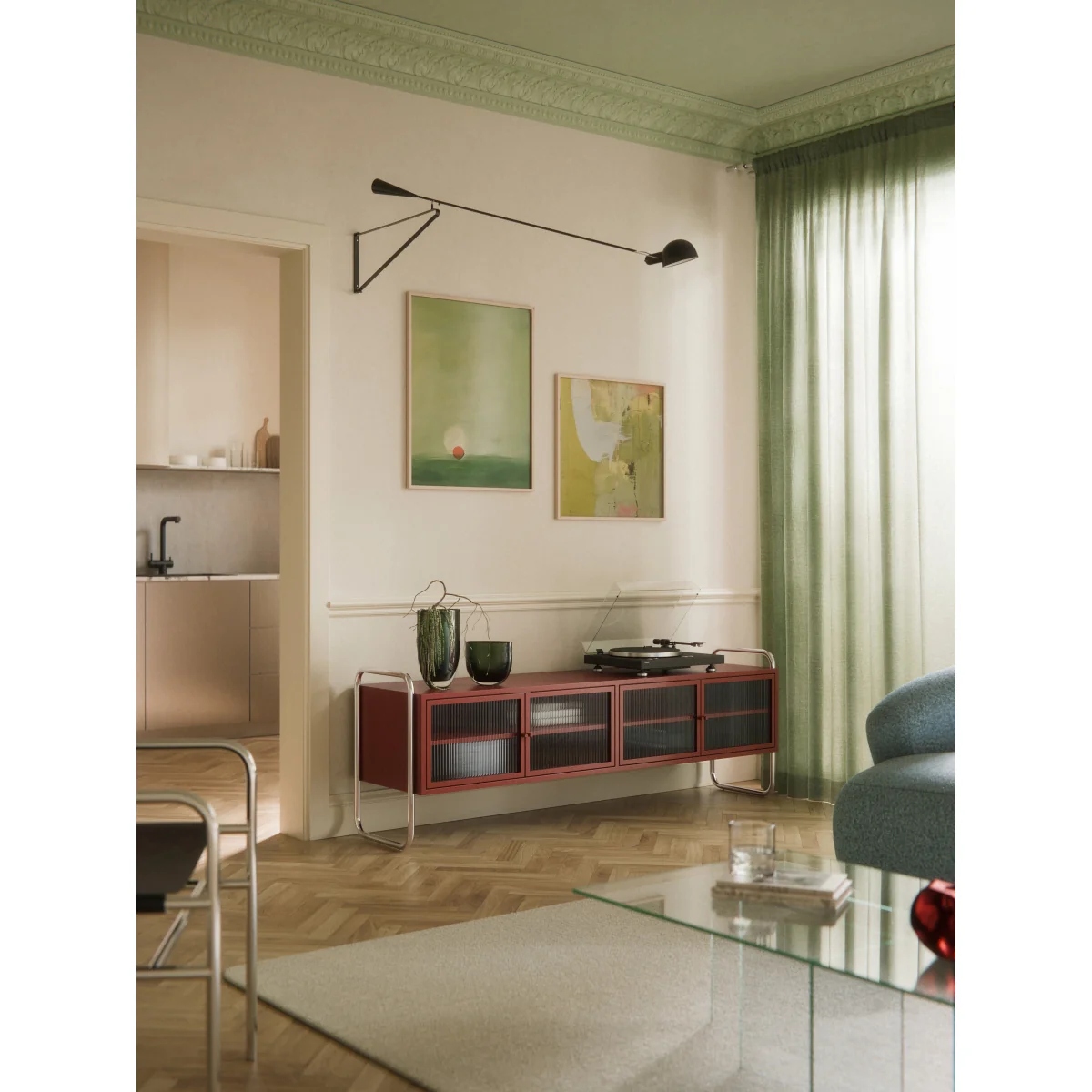 Metal Lowboard Robyn with Glass Front – image 8