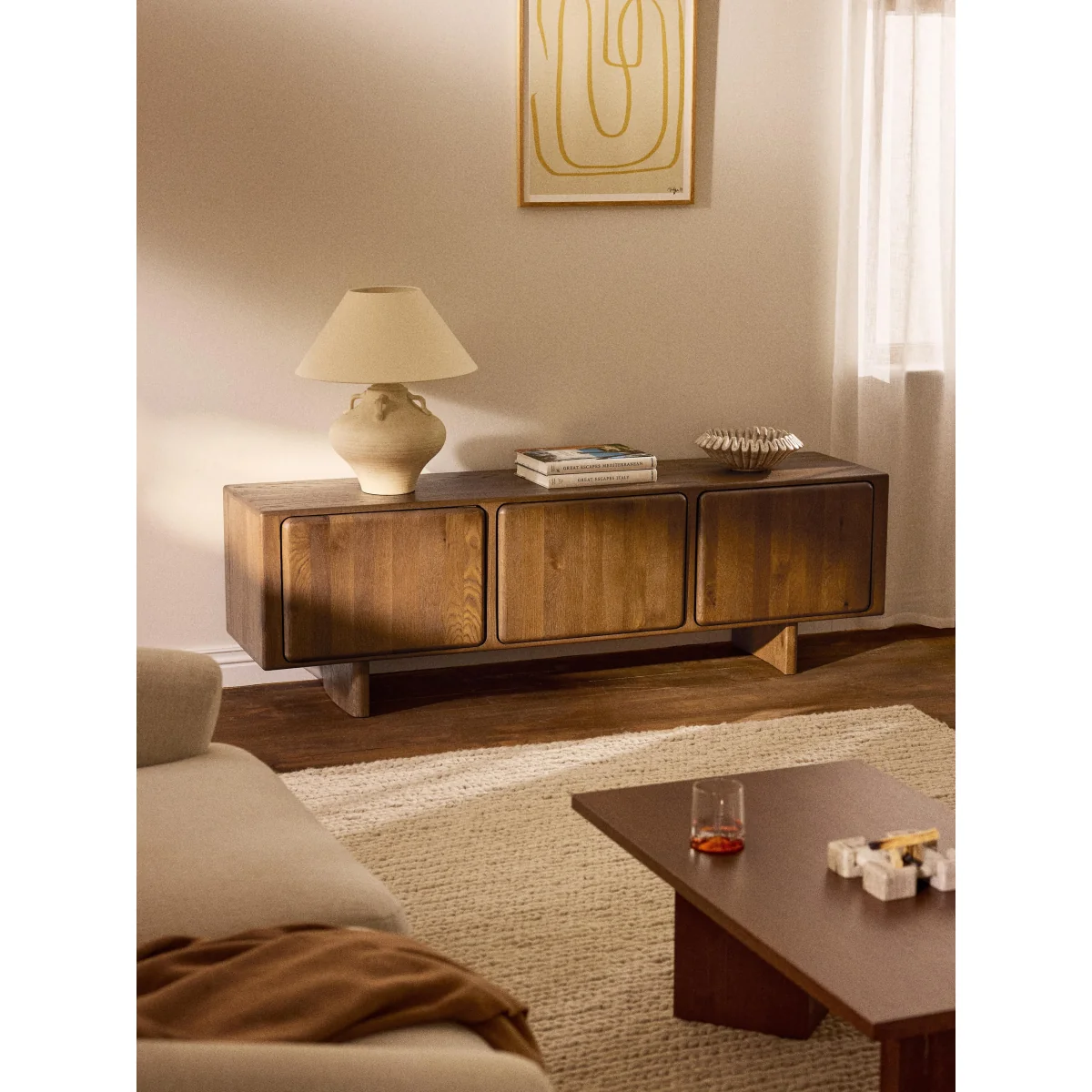 Oak Wood TV Lowboard Chandler – image 11