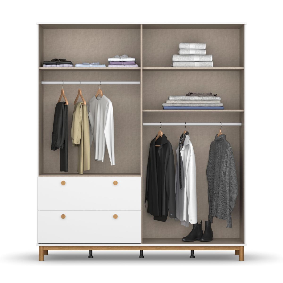 Kalix 4 Door 2 Drawer Hinged Wardrobe 181cm, White | Barker & Stonehouse – image 2
