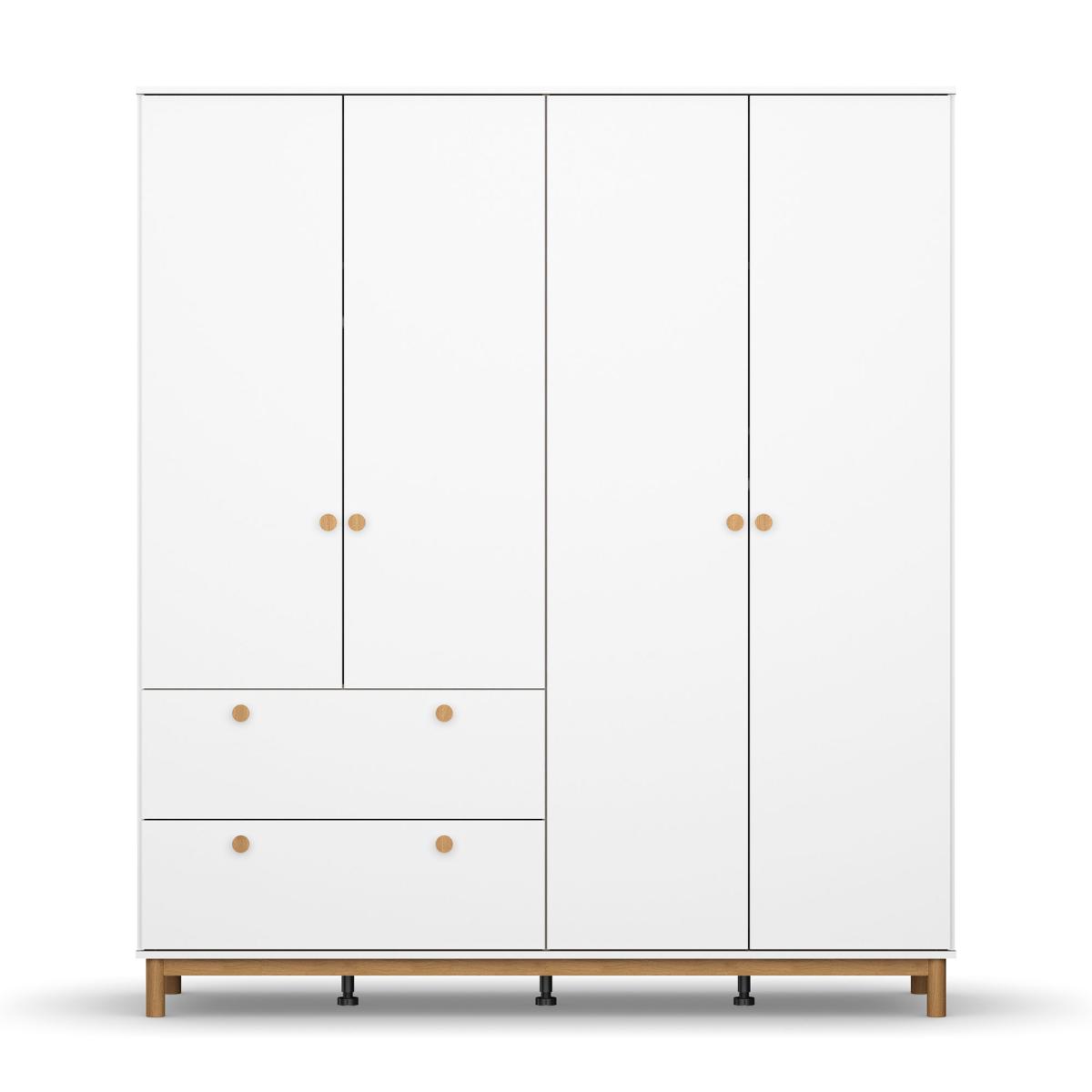 Kalix 4 Door 2 Drawer Hinged Wardrobe 181cm, White | Barker & Stonehouse – image 3