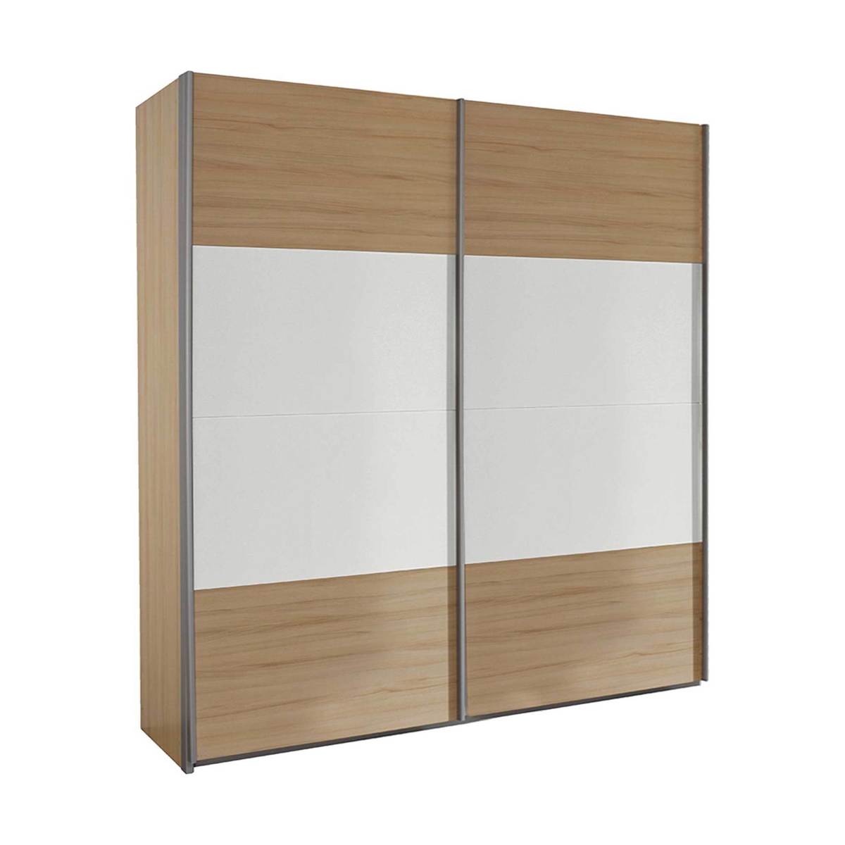 Kloss 2 Door Sliding Wardrobe, Sonomo Oak and White Glass