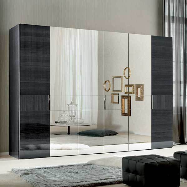 Borgia 6 Door Wardrobe, Grey High Gloss – image 2