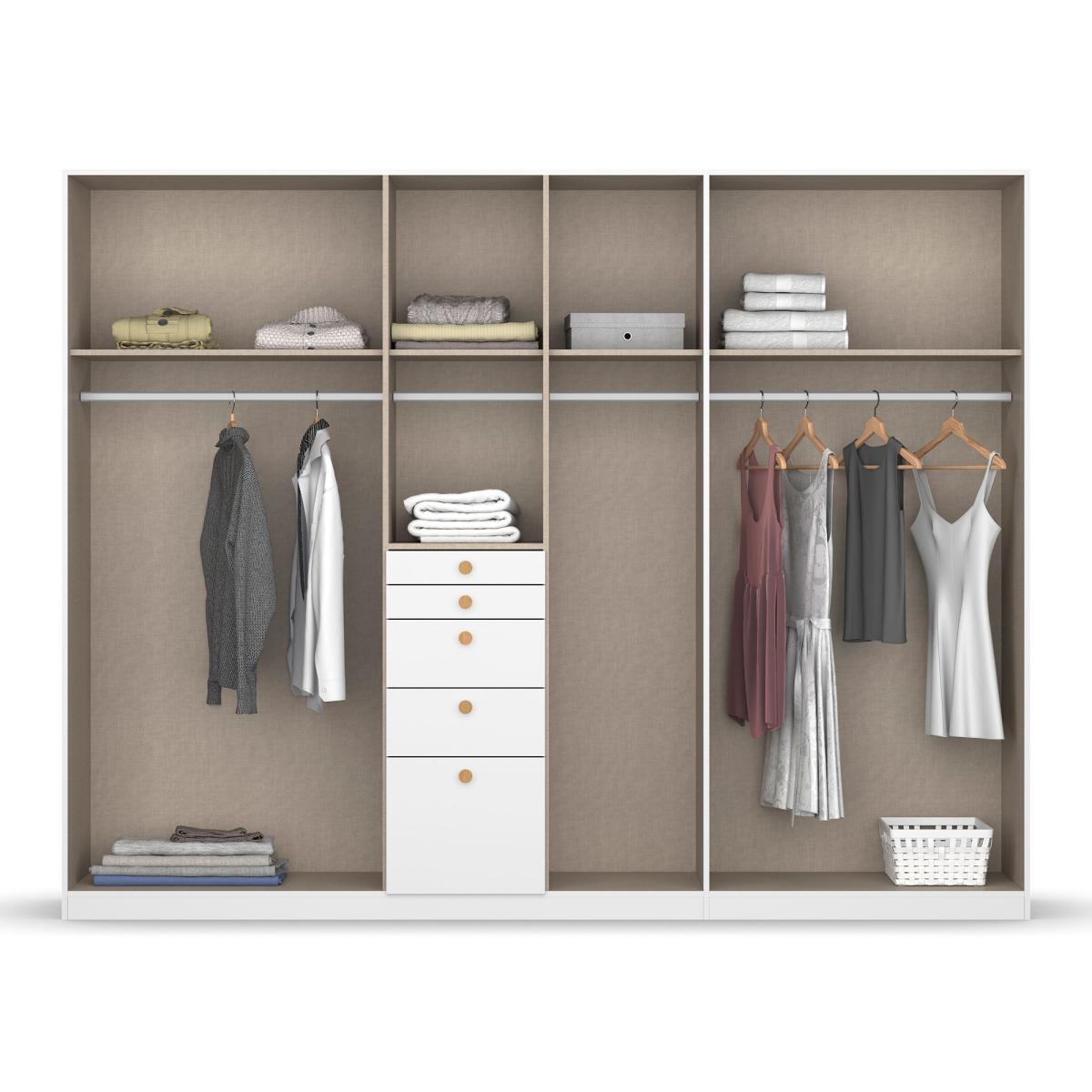 Kalix 6 Door 5 Drawer Hinged Door Wardrobe 271cm, White | Barker & Stonehouse – image 4
