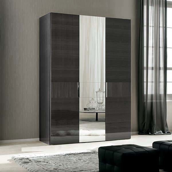 Borgia 3 Door Wardrobe, Grey High Gloss – image 2