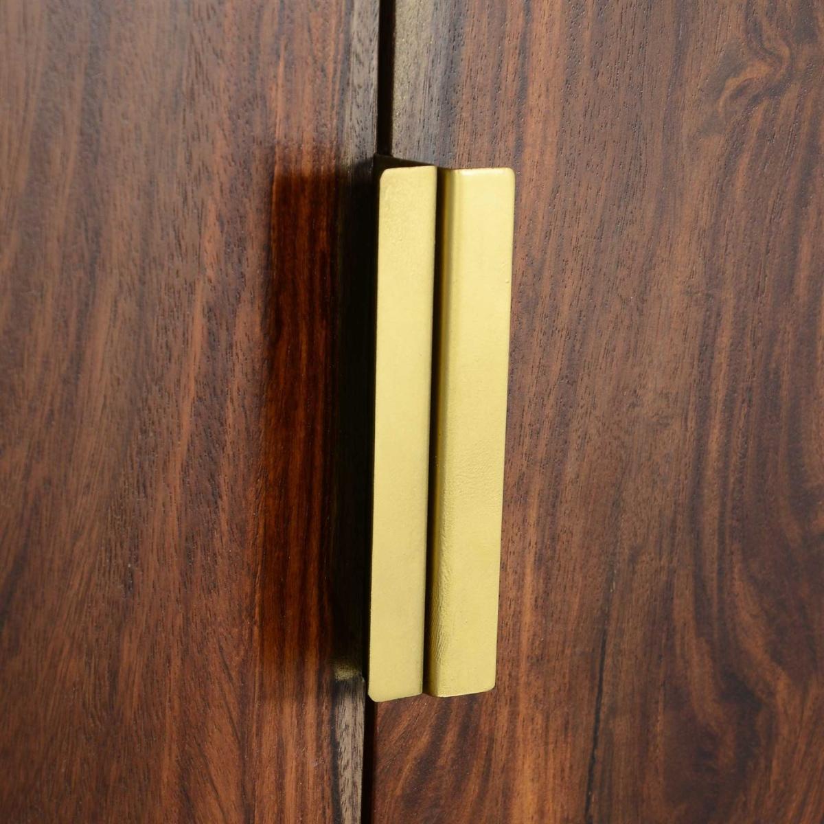2 Door 2 Drawer Bedroom Wardrobe - Solid Sheesham With Brass Tips - W91 x D58 x H194cm - Barker &amp; Stonehouse – image 4