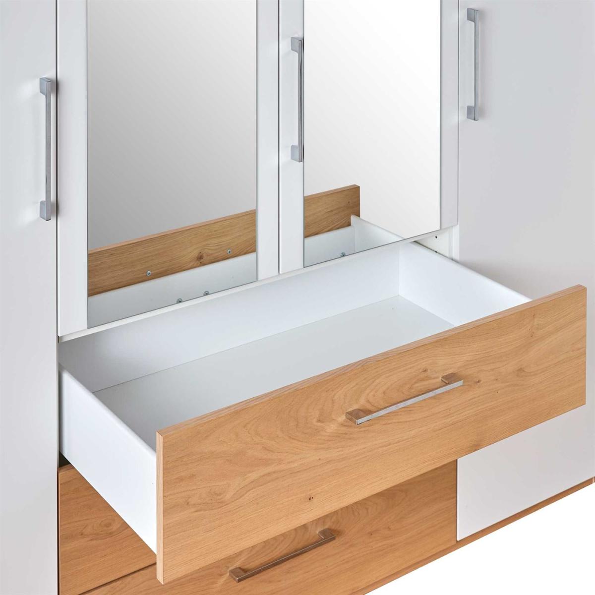 Modello 3 Drawer Hinged Wardrobe, White Wood | W180.1cm | Barker & Stonehouse – image 4