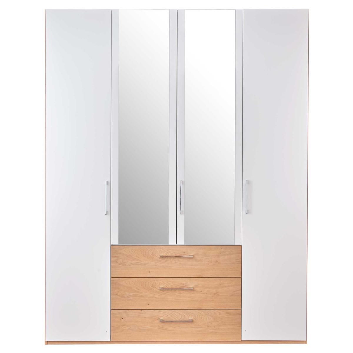 Modello 3 Drawer Hinged Wardrobe, White Wood | W180.1cm | Barker & Stonehouse – image 5