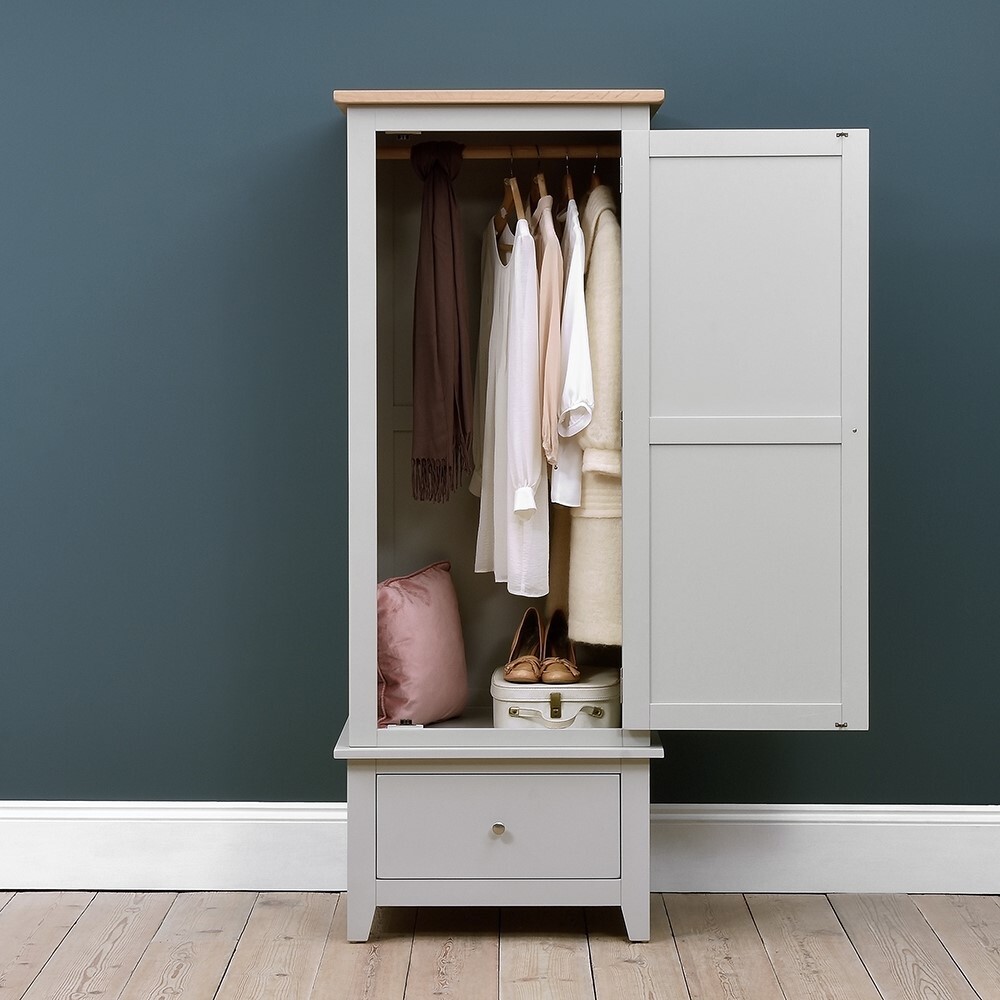Chester Dove Grey Single Wardrobe – image 9