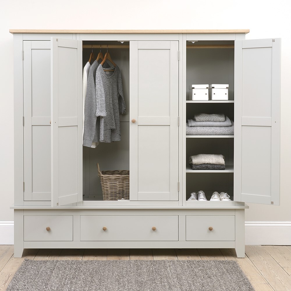 Chester Dove Grey Four Door Wardrobe – image 3