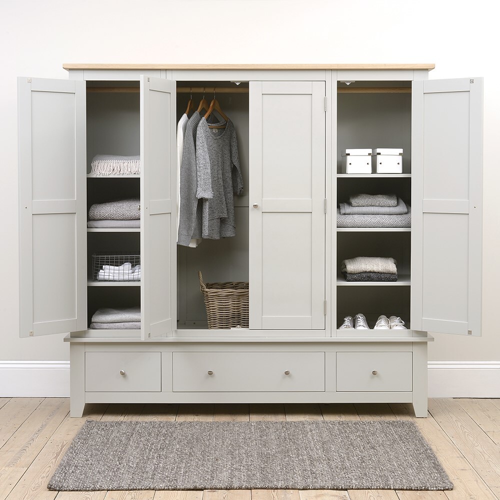 Chester Dove Grey Four Door Wardrobe – image 12