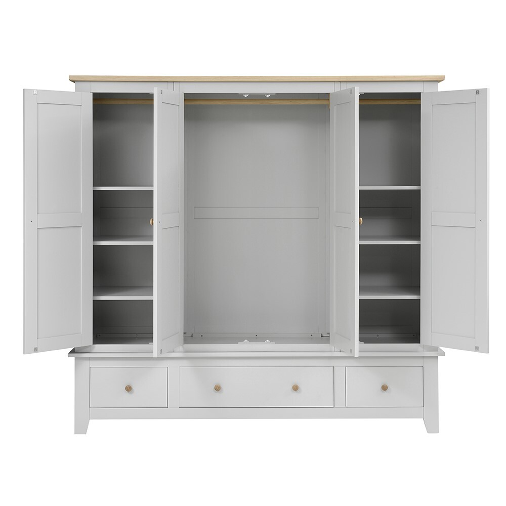 Chester Dove Grey Four Door Wardrobe – image 10