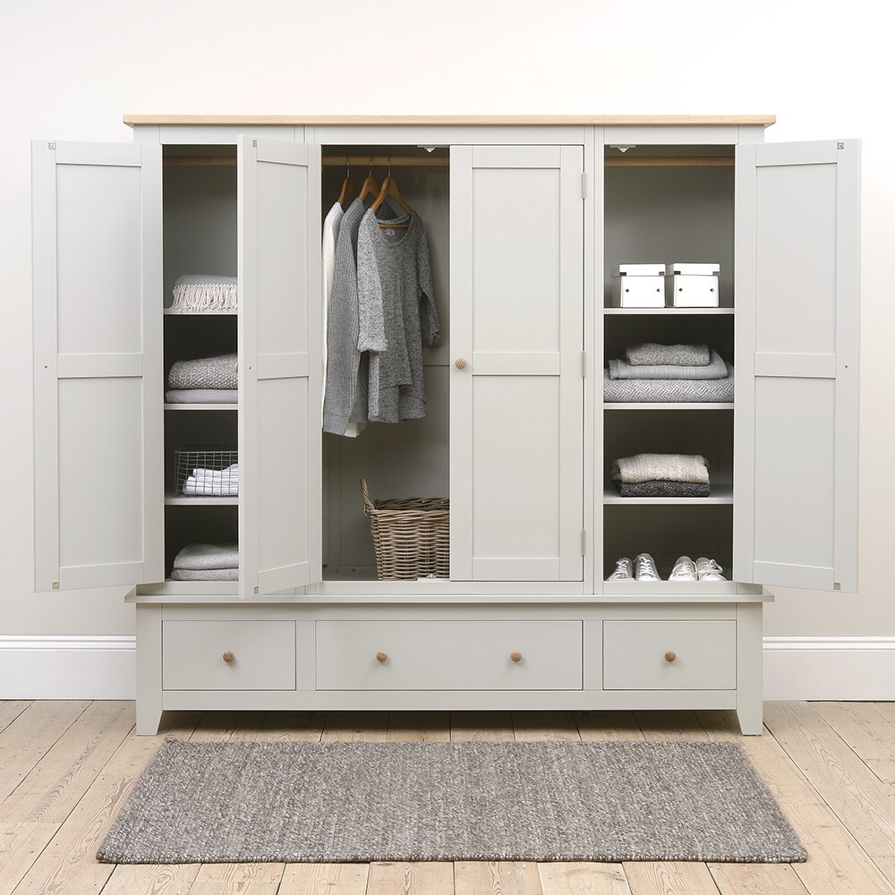 Chester Dove Grey Four Door Wardrobe – image 11