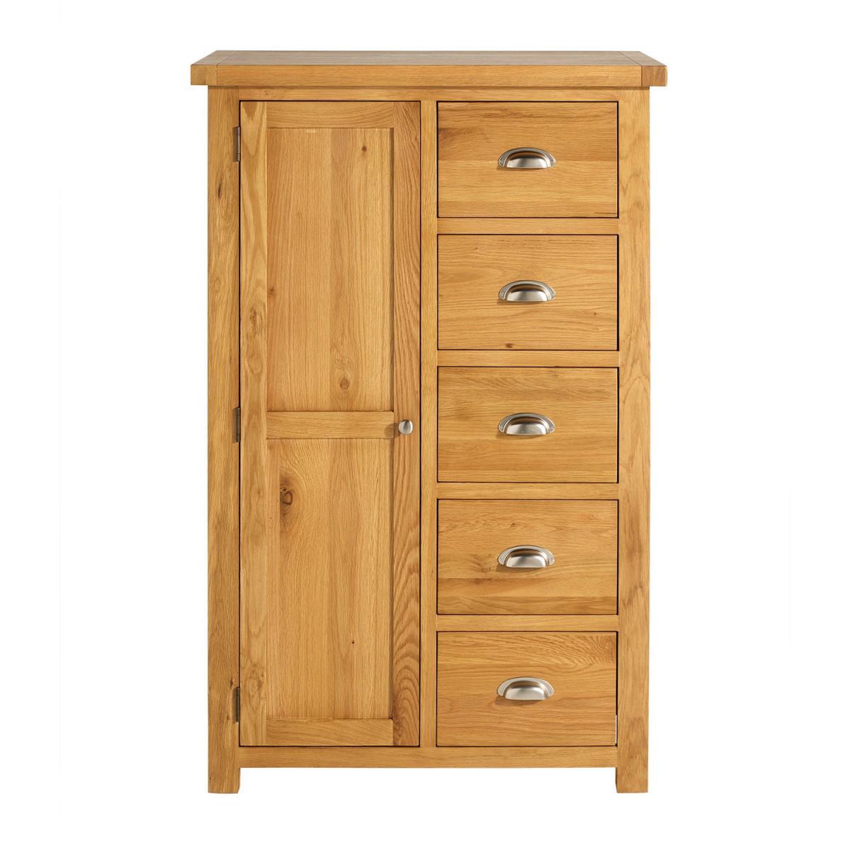 Woburn Oak 1 Door 5 Drawer Wardrobe Brown – image 4