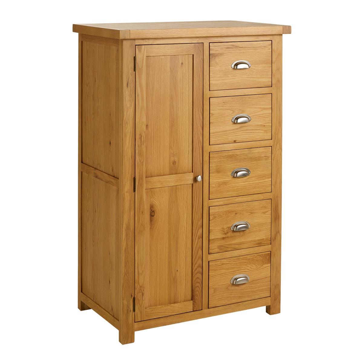 Woburn Oak 1 Door 5 Drawer Wardrobe Brown – image 5