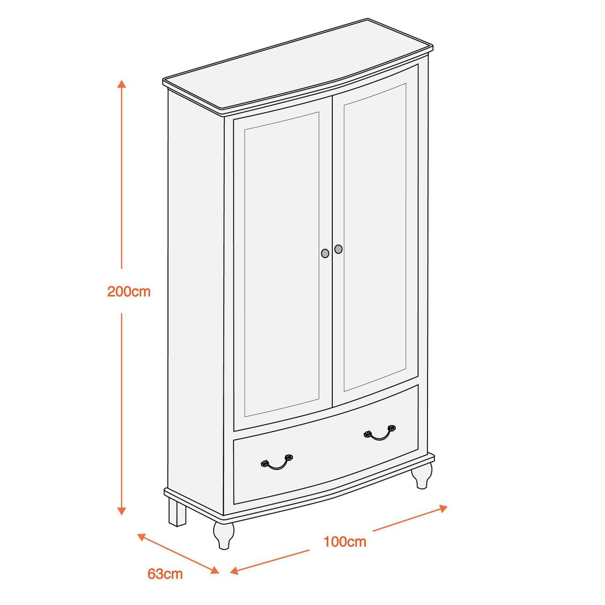 Athena Ivory Double Wardrobe Ivory (White) – image 3