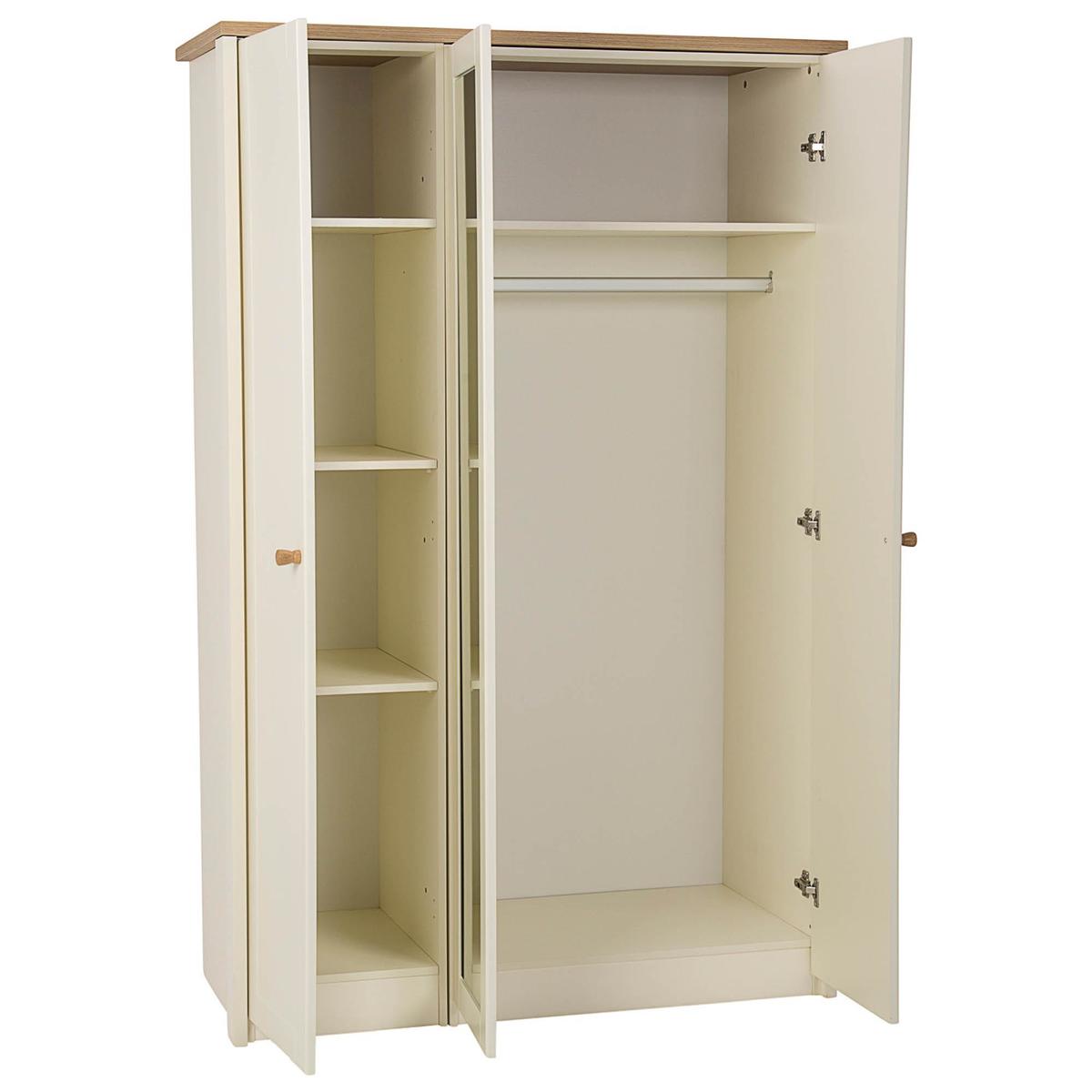 Findon Mirrored Triple Wardrobe Cream (Natural) – image 4