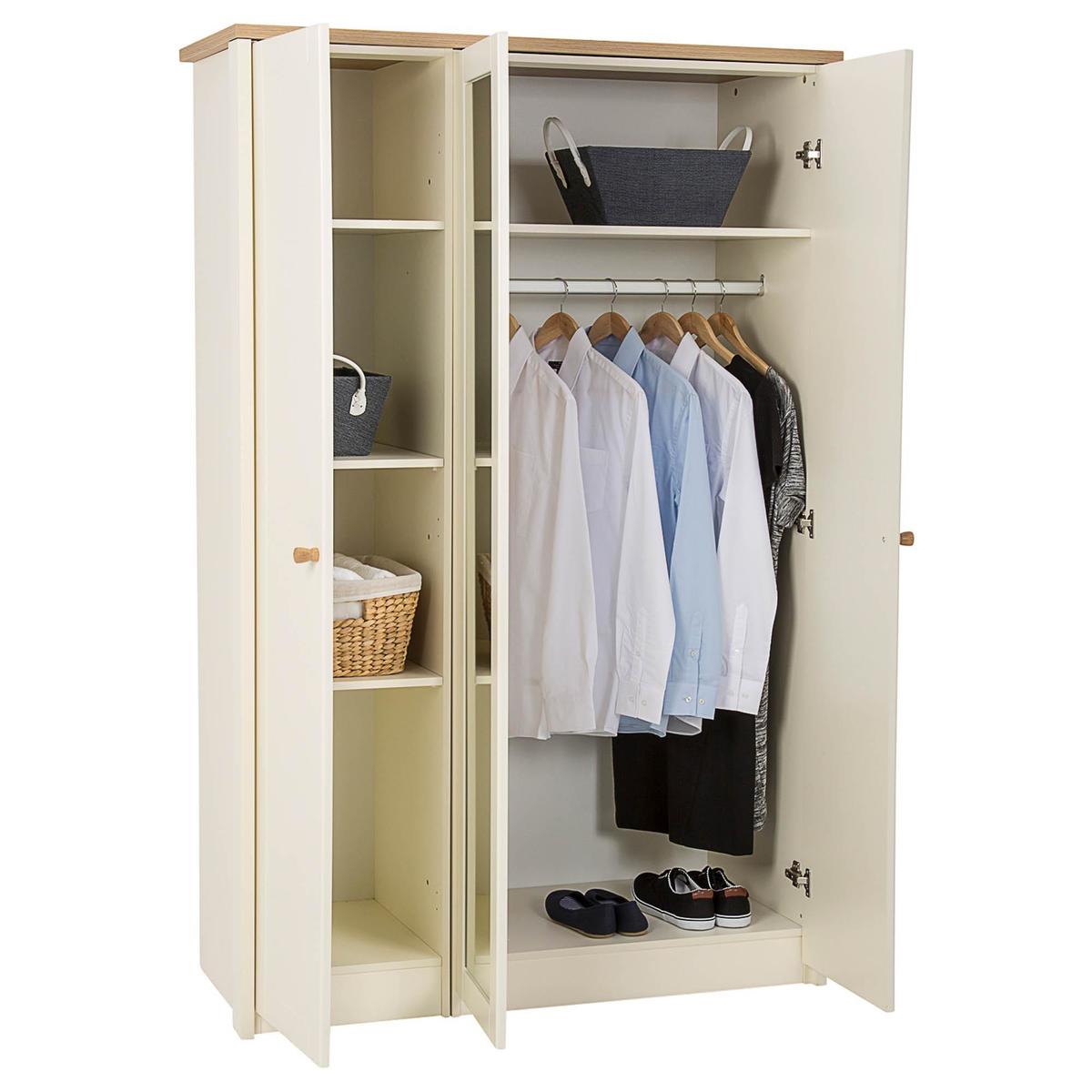 Findon Mirrored Triple Wardrobe Cream (Natural) – image 6