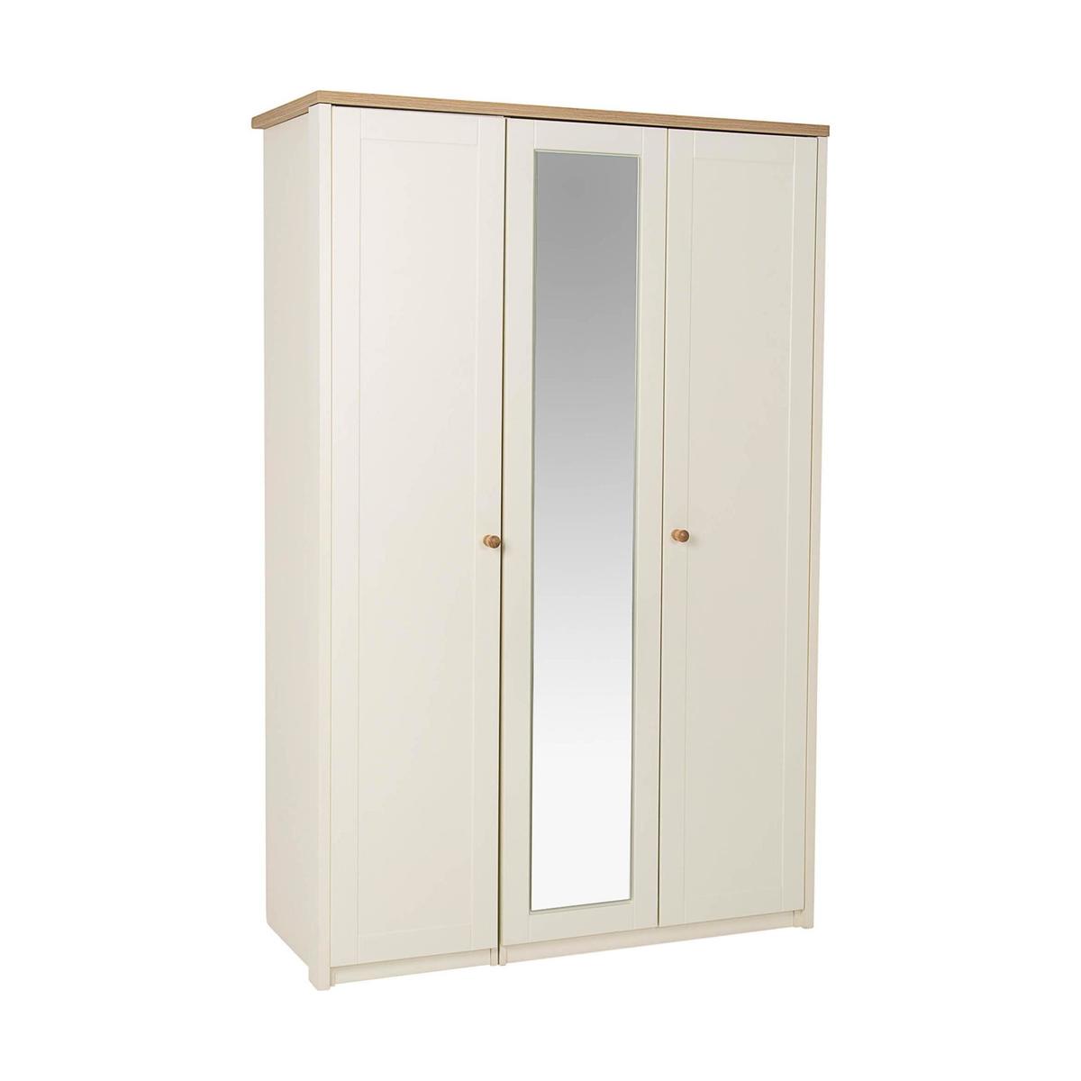 Findon Mirrored Triple Wardrobe Cream (Natural) – image 2