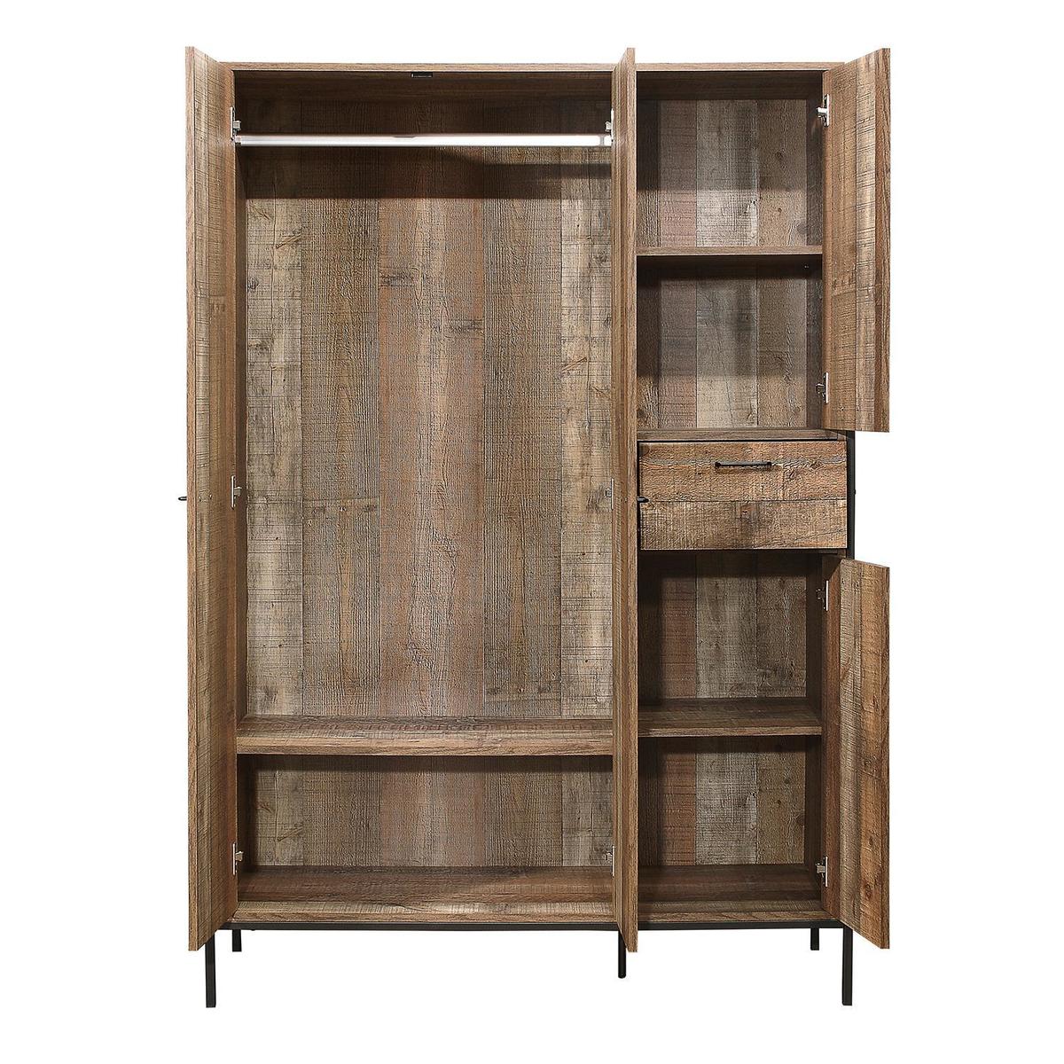 Urban Rustic 4 Door 1 Drawer Wardrobe Natural – image 3