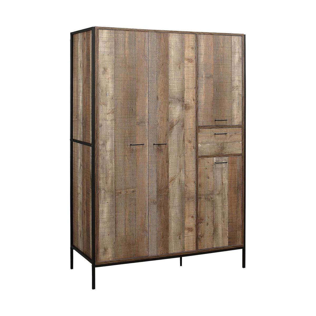 Urban Rustic 4 Door 1 Drawer Wardrobe Natural – image 2