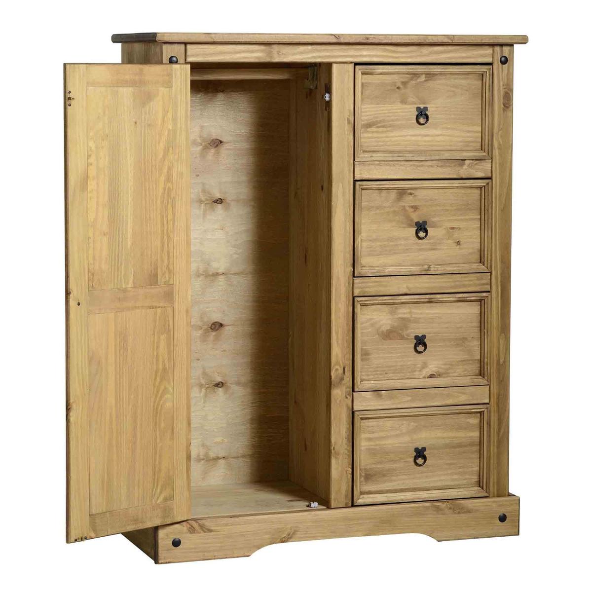 Corona Pine Single 4 Drawer Wardrobe Brown – image 2