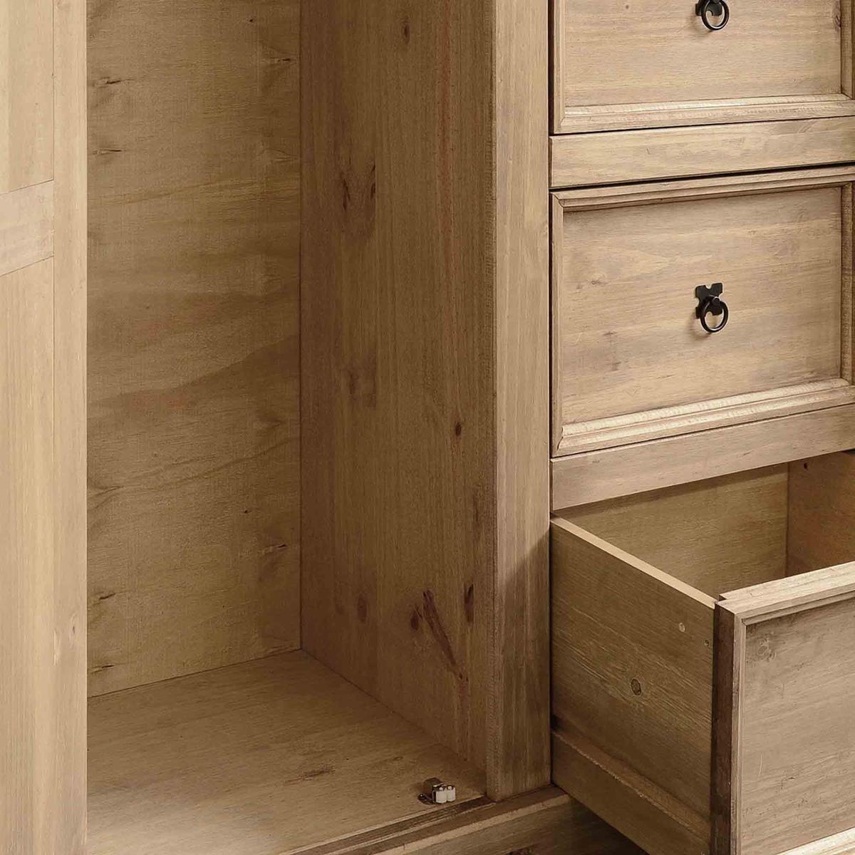 Corona Pine Single 4 Drawer Wardrobe Brown – image 3