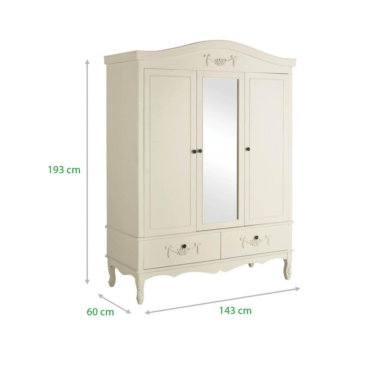 Toulouse Ivory Triple Wardrobe White – image 8