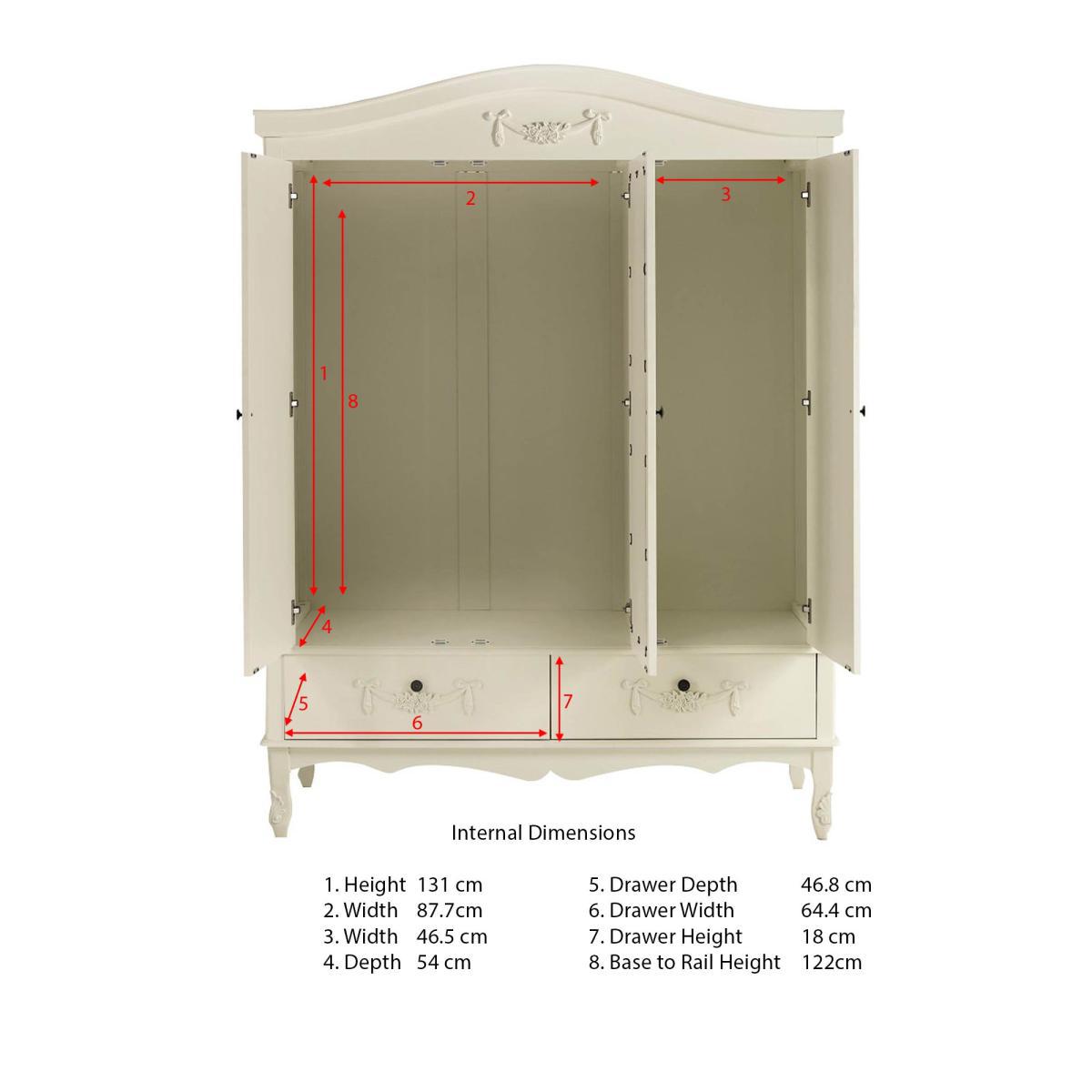 Toulouse Ivory Triple Wardrobe White – image 9