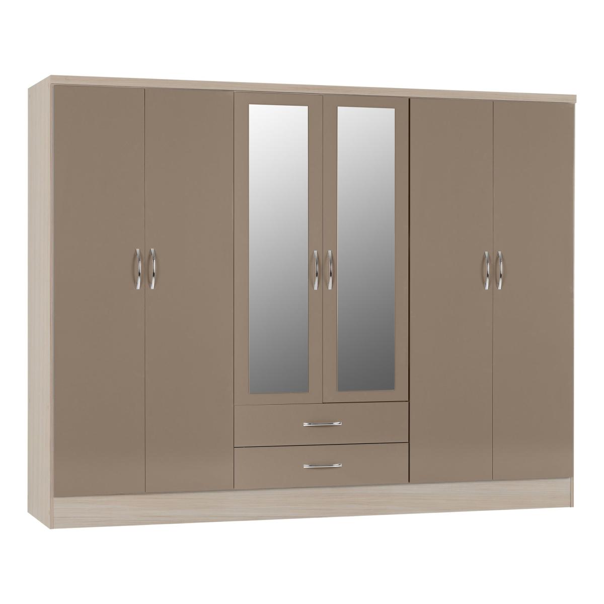 Return - Nevada 6 Drawer 2 Door Wardrobe, Oyster Nevada Natural – image 2