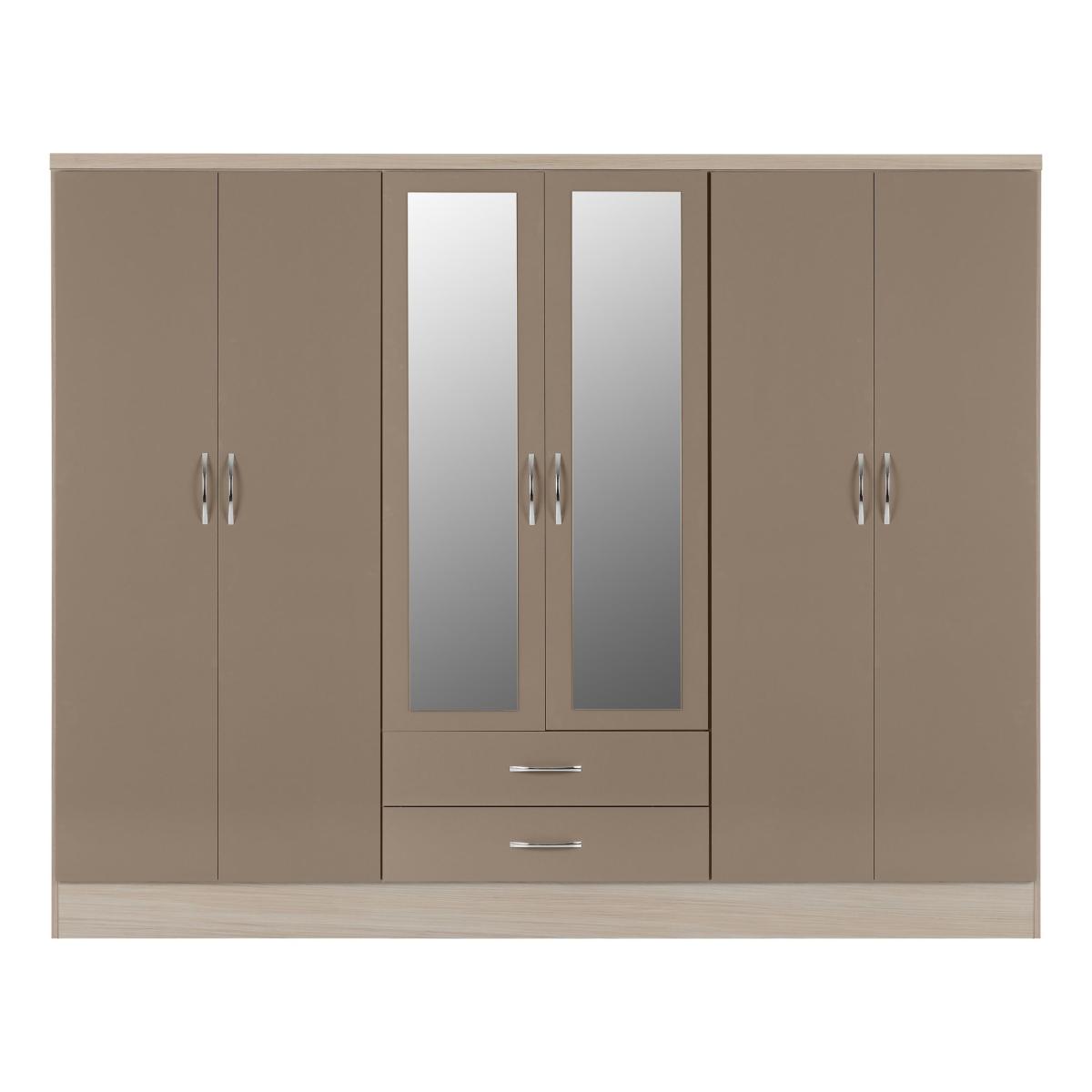 Return - Nevada 6 Drawer 2 Door Wardrobe, Oyster Nevada Natural – image 3