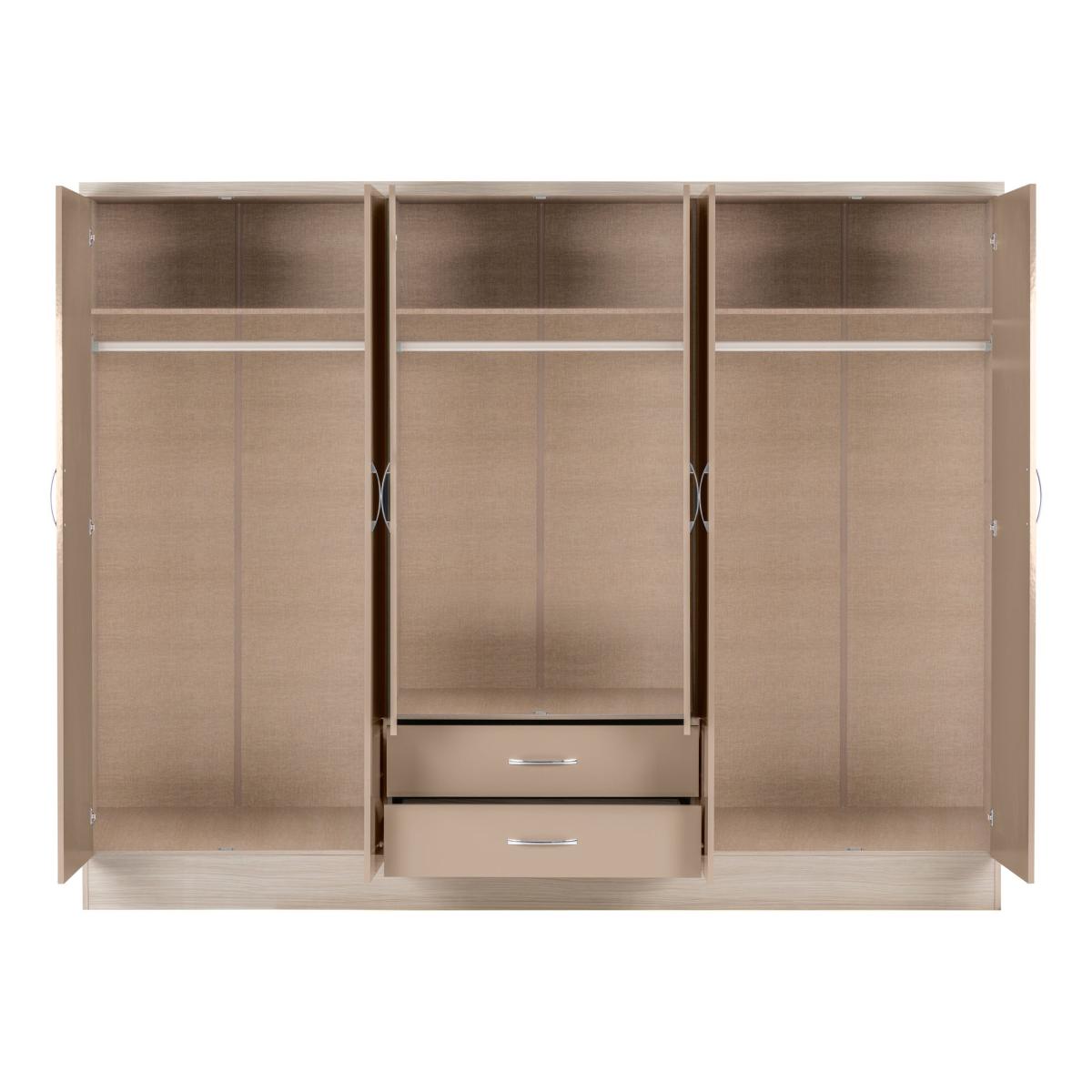 Return - Nevada 6 Drawer 2 Door Wardrobe, Oyster Nevada Natural – image 4