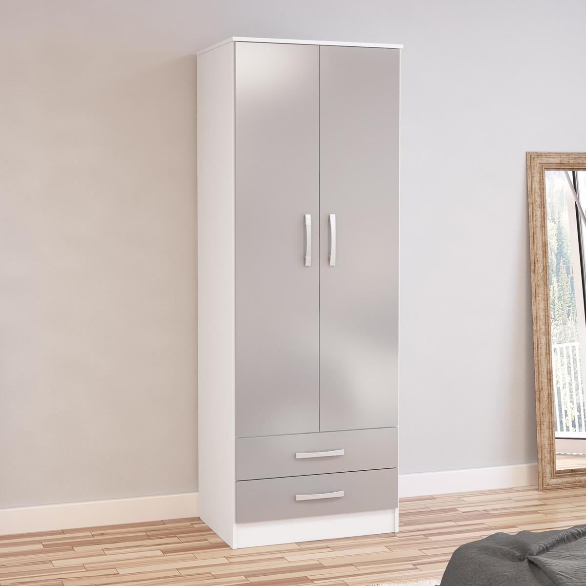 Lynx White and Grey Double Wardrobe Grey – image 2