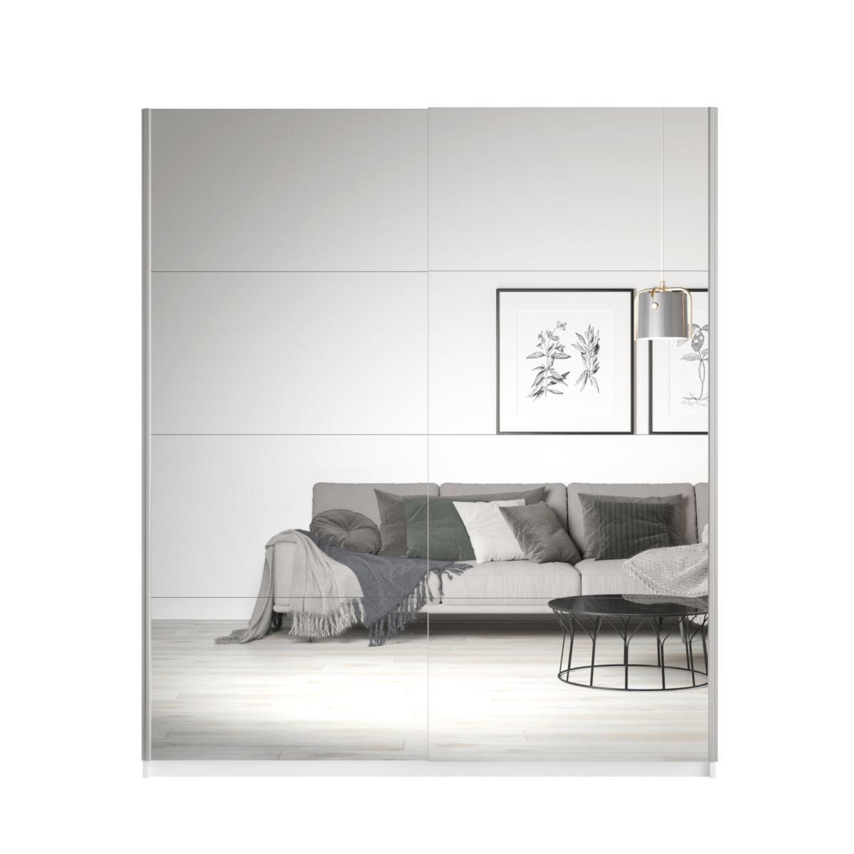 Lincoln 180cm Sliding Mirrored Wardrobe White – image 2